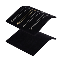 Black MDF with Velvet Mat Jewelry Necklace Display Stands, Arch Shape, Black, 20x19.2x3.55cm