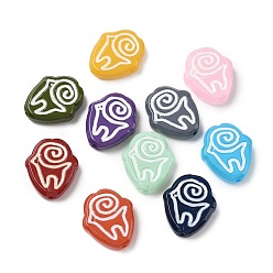 (52) Непрозрачная лаванда Бусины лэмпворк , руны, с эмалью, разноцветные, 19.5~20x17x5~5.5 мм, отверстие : 1.2 мм