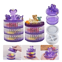 Белый Плоские круглые силиконовые многослойные формы для ящиков для хранения, формы для литья смолы, для уф-смолы, изготовление ювелирных изделий из эпоксидной смолы, белые, 125x44 мм, внутренний диаметр: 104.5 мм