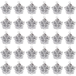 Античное Серебро 60 шт. подвески из цинкового сплава в тибетском стиле, цветок ссылки, античное серебро, 21x26x2 мм, отверстие : 1.8 мм