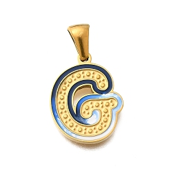 Letter G 304 подвески из нержавеющей стали, с эмалью, ионное покрытие (ip), лазерная резка, реальный 18 k позолоченный, Буква G, 18x14x1.5 мм, отверстие : 5.5x2.5 мм