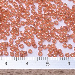 (RR553) Dyed Dark Peach Silverlined Alabaster MIYUKI Round Rocailles Beads, Japanese Seed Beads, (RR553) Dyed Dark Peach Silverlined Alabaster, 11/0, 2x1.3mm, Hole: 0.8mm, about 1100pcs/bottle, 10g/bottle