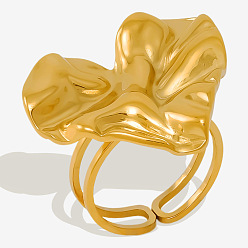 Золотой Стильный 304 нержавеющая сталь сердце открытое кольцо женщины, нерегулярное регулируемое кольцо, золотые, внутренний диаметр: 17 мм