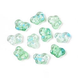 Светло-зеленый Прозрачные акриловые бусины, окрашенные спреем, бабочка, светло-зеленый, 7x10x3 мм, отверстие : 1.5 мм, Около 3570 шт / 500 г