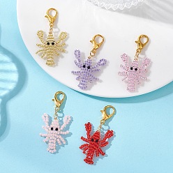 (52) Непрозрачная лаванда Подвеска в виде креветки из стеклянных бисеринок, с цинковым сплавом застежками омаров коготь, разноцветные, 46 мм