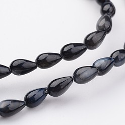 Black Natural Shell Bead Strands, Dyed, teardrop, Black, 7x5mm, Hole: 0.5mm, about 59pcs/strand, 15.2 inch