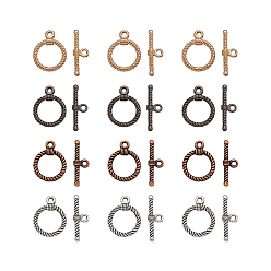 (52) Непрозрачная лаванда Сплавочные застежка тоггл тибетского стиля, разноцветные, Кольцо: 22x17.5x2 mm, отверстия: 2 мм, бар: 25.5x8x3 мм, отверстие: 2 мм, 5 набор / цвет, 20 набора / мешок