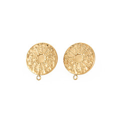Real 14K Gold Plated Ion Plating(IP) 304 Stainless Steel Stud Earring Findings, Earring Setting for Enamel, with Ear Nuts and Loop, Flat Round, Real 14K Gold Plated, 19x16mm, Hole: 1.4mm, Pin: 0.7mm, Tray: 4mm