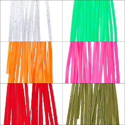 Mixed Color 6 Bags 6 Colors Silicone Sea Fishing Trolling Bait, Fly Tying Materials, Mixed Color, 315x3x0.3mm, 10pcs/bag, 1bag/color