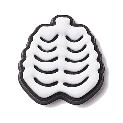 White Halloween Theme PVC Cabochons, Skeleton, White, 18x17x3mm