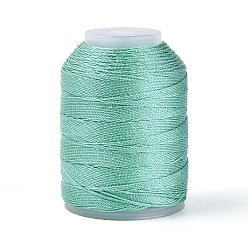 Бледно-бирюзовый 200м 6-слойный блестящий полиэстеровый шнур для изготовления ювелирных изделий, круглые, бледные бирюзовая, 0.6 мм, около 218.72 ярдов (200 м) / шт