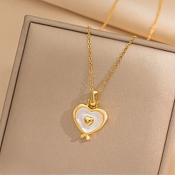 Золотой Сердце 304 ожерелья из нержавеющей стали с подвеской кошачий глаз для женщин, золотые, 15.94 дюйм (40.5 см)