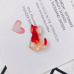 Красный Непрозрачные подвески из ацетата целлюлозы (смолы), кошачье очарование, красные, 25x17x2.5 мм