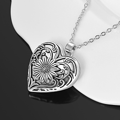 Platinum Alloy Heart Pendant Necklaces, Cable Chain Necklaces, Platinum, 19.69 inch(50cm)