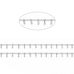 Silver Brass Handmade Beaded Chain, Curb Chains, with Enamel, Long-Lasting Plated, Unwelded, with Spool, Silver, 2x1.5x0.8mm, Charm: 6x2x2mm, about 32.8 Feet(10m)/roll