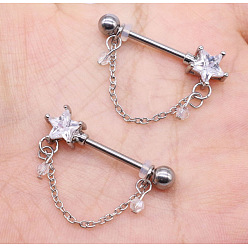 Прозрачный 316l хирургические стремена из нержавеющей стали с кубическим цирконием для сосков, цвет нержавеющей стали, прозрачные, 16 мм, стержень: 1.6 мм