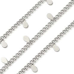 Нержавеющая Сталь Цвет 304 из нержавеющей стали обуздать цепи, несварные, с катушкой, со слезами на глазах, цвет нержавеющей стали, 8.5x4x1.5 мм