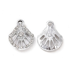Платина Сплава кристалла горный хрусталь подвески, оболочки прелести, платина, 17.5x13x3 мм, отверстие : 1.8 мм