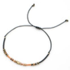 Оранжевый Браслеты из плетеного бисера, украшенные стеклянными и латунными бусинами., Регулируемые браслеты из волоконного шнура с бусинами для женщин, колонка, оранжевые, регулируемый