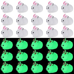 Белый 30 шт. светящиеся полупрозрачные подвески из смолы, кролика прелести, светится в темноте, с платиновым покрытием 304 петлями из нержавеющей стали, белые, 19x24.5x16 мм, отверстие : 2 мм