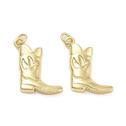 Настоящее золото 18K Стойки обшивки латунные подвески, с целью перехода в кольце, долговечный, без свинца и без кадмия, ботинок, реальный 18 k позолоченный, 21.5x19x3.5 мм, отверстие : 3 мм