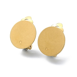 Настоящее золото 18K Ионное покрытие (ip) 304 детали клипс из нержавеющей стали, плоские круглые серьги, с петлями, реальный 18 k позолоченный, 16.5x12x7 мм, отверстие : 2.5 мм
