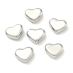 Платина Бисером сердца латуни, без кадмия и без свинца, долговечный, стойки покрытие, платина, 11.5x14x7 мм, отверстие : 3 мм