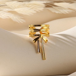 Bowknot 304 открытые манжеты из нержавеющей стали для женщин, реальный 18 k позолоченный, бантом, 33.5 мм