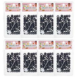 Черный Пластиковые бусины рондель, для укладки волос на хвосте инструменты для плетения, чёрные, 11.5x9 мм, отверстие : 5.5 мм, 48 шт / коробка