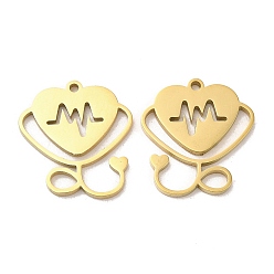 Настоящее золото 18K Ионное покрытие (ip) 304 подвески из нержавеющей стали, стетоскоп очарование, реальный 18 k позолоченный, 17x16x1 мм, отверстие : 1.2 мм