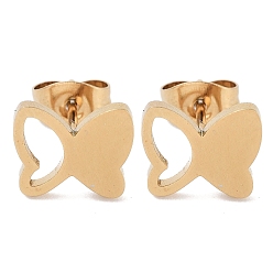 Золотой Вакуумное покрытие pvd 304 серьги-гвоздики из нержавеющей стали для женщин, полый бабочки, золотые, 8x9.5 мм