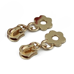 Light Gold #5 Съемник молнии из сплава, для аксессуаров для сумок для одежды, цветок, золотой свет, 4.2x1.6 см