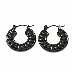 Electrophoresis Black Ионное покрытие (ip) 304 серьги-кольца из нержавеющей стали для женщин, электрофорез черный, 23x22x2 мм, штифты : 0.7 мм