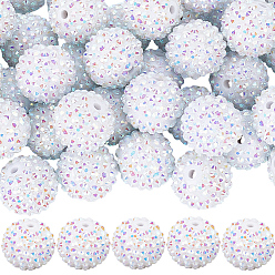 White 50Pcs Resin Rhinestone Beads, with Acrylic Round Beads Inside, for Bubblegum Jewelry, White, 20x18mm, Hole: 2~2.5mm