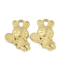 Настоящее золото 18K Ионное покрытие (ip) 304 подвески из нержавеющей стали, кролик с подвеской-ракеткой, реальный 18 k позолоченный, 16x11.5x2.5 мм, отверстие : 2.5x2 мм