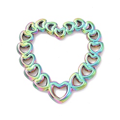 Rainbow Color Ионное покрытие (ip) цвет радуги 304 соединительные кольца из нержавеющей стали, сердце, 20.5x20x1 мм, внутренний диаметр: 10.5x13 мм