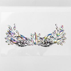Colorful Acrylic Face Gems Stickers, Self Adhesive Temporary Tattoo, with Teardrop & Half Round & Horse Eye Rhinestones, Colorful, 0.35~2.9x0.35~0.9x0.15~0.35cm