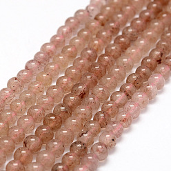 Cuarzo Fresa Perlas de cuarzo natural de fresa hebras, rondo, 6.5 mm, agujero: 0.8 mm, sobre 65 unidades / cadena, 15.4 pulgada