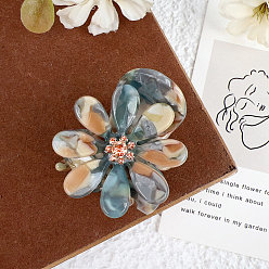 Кадет Синий Заколки для волос в форме когтей из ацетата целлюлозы, аксессуары для волос со стразами для женщин и девочек, цветок, кадетский синий, 38 мм