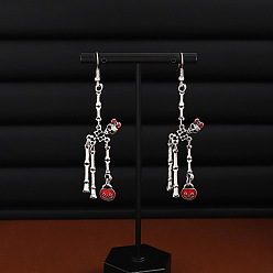 Античное Серебро Серьги-подвески со скелетом из сплава, античное серебро, 82x17 мм