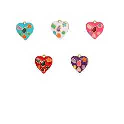 (52) Непрозрачная лаванда 304 нержавеющей стальной эмали подвески, сердце прелести, ионное покрытие (ip), реальный 18 k позолоченный, разноцветные, 19x19 мм