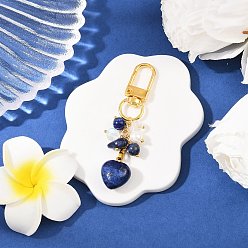 Ляпис-Лазурь Украшения из натурального лазурита, с поворотными застежками сплава, сердце, 72 мм