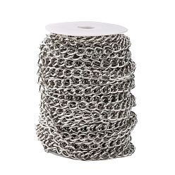Platinum Iron Cuban Link Chains, Chunky Chains, Unwelded, with Spool, Oval, Platinum, 14x10x2.1mm, about 82.02 Feet(25m)/roll