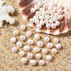 Кремово-белый 10шт. натуральные пресноводные жемчужные бусины, двух сторон полированной, кремово-белые, 7~8 мм, отверстие : 0.8 мм