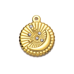 Плоский Круглый Из нержавеющей стали горный хрусталь подвески, плоско-круглые, 18x11 мм