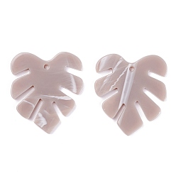 Rosy Brown Acrylic Pendants, for DIY Earring Accessories, Leaf, Rosy Brown, 29.5x26x2mm, Hole: 1.6mm