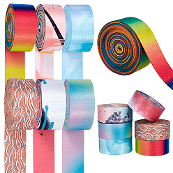 (52) Непрозрачная лаванда 30 ярдов 6 цветов полиэфирной ленты с печатью, для пошива аксессуаров, разноцветные, 38 мм, 5 ярды / цвет