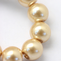 BurlyWood Baking Painted Pearlized Glass Pearl Round Bead Strands, BurlyWood, 6~7mm, Hole: 1mm, about 145pcs/strand, 31.4 inch