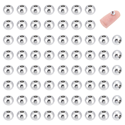 Нержавеющая Сталь Цвет 80шт. 304 круглые бусины из нержавеющей стали с швом, для изготовления ювелирных изделий, цвет нержавеющей стали, 6x4.8 мм, отверстие : 2 мм