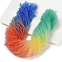 Разноцветный Прозрачные окрашенные стеклянные бусины, граненые, рондель, красочный, 3.7x3.2 мм, отверстие : 0.7 мм, около 105 шт / нитка, 13.39'' (34 см)